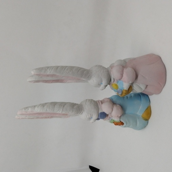 Vintage 1995‎ Hermitage Pottery Easter Lane Collection Boy & Girl Bunny Bells - Picture 5 of 9